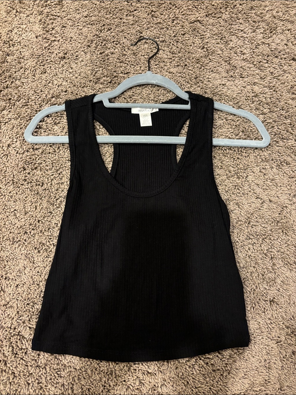 Black Ribbed Racerback Tank Top - Women